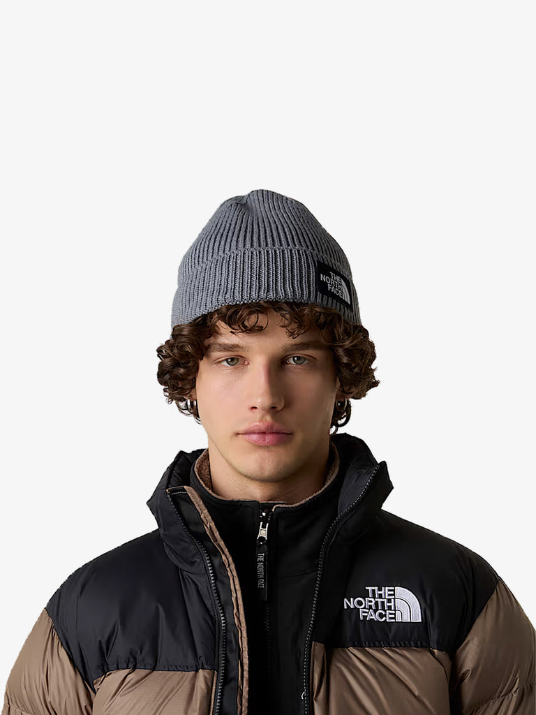 THE NORTH FACE cappello con risvolto e logo box tnf grigio