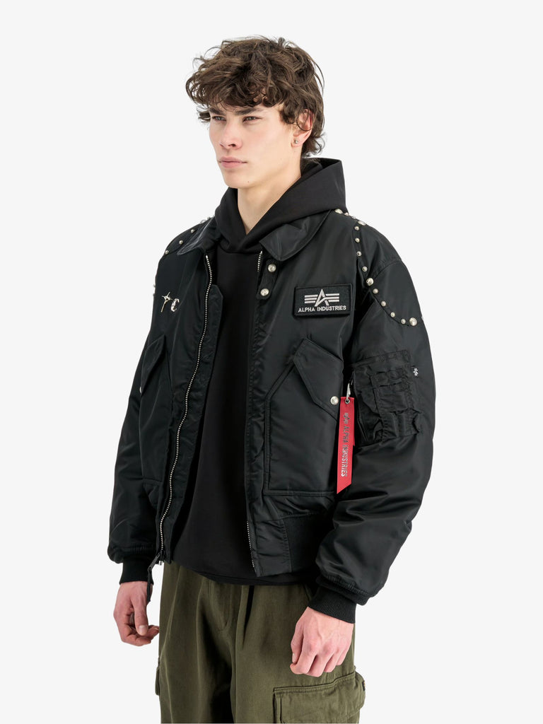 THUG CLUB X ALPHA INDUSTRIES bomber alpha x thug club cwu-45p all over rivet uomo nero