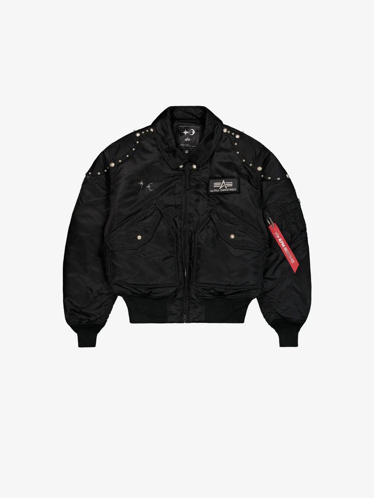 THUG CLUB X ALPHA INDUSTRIES bomber alpha x thug club cwu-45p all over rivet uomo nero