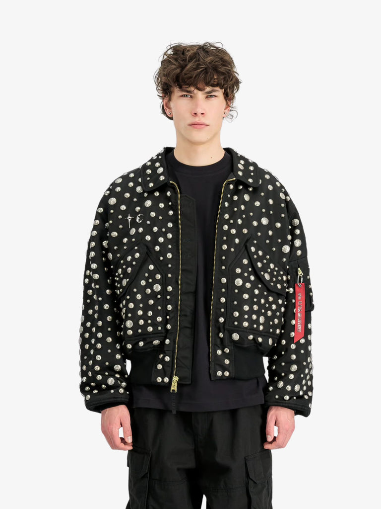 THUG CLUB X ALPHA INDUSTRIES bomber alpha x thug club cwu-45p rivet uomo nero