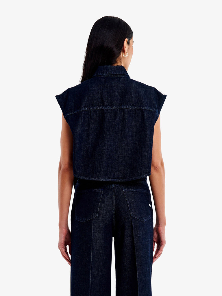 VICOLO camicia gilet con tasche in denim donna