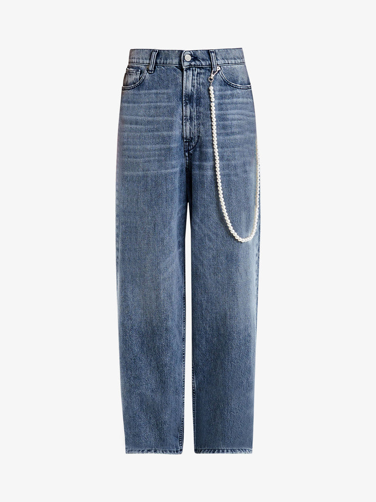 VICOLO jeans laila con catena donna grigio cotone