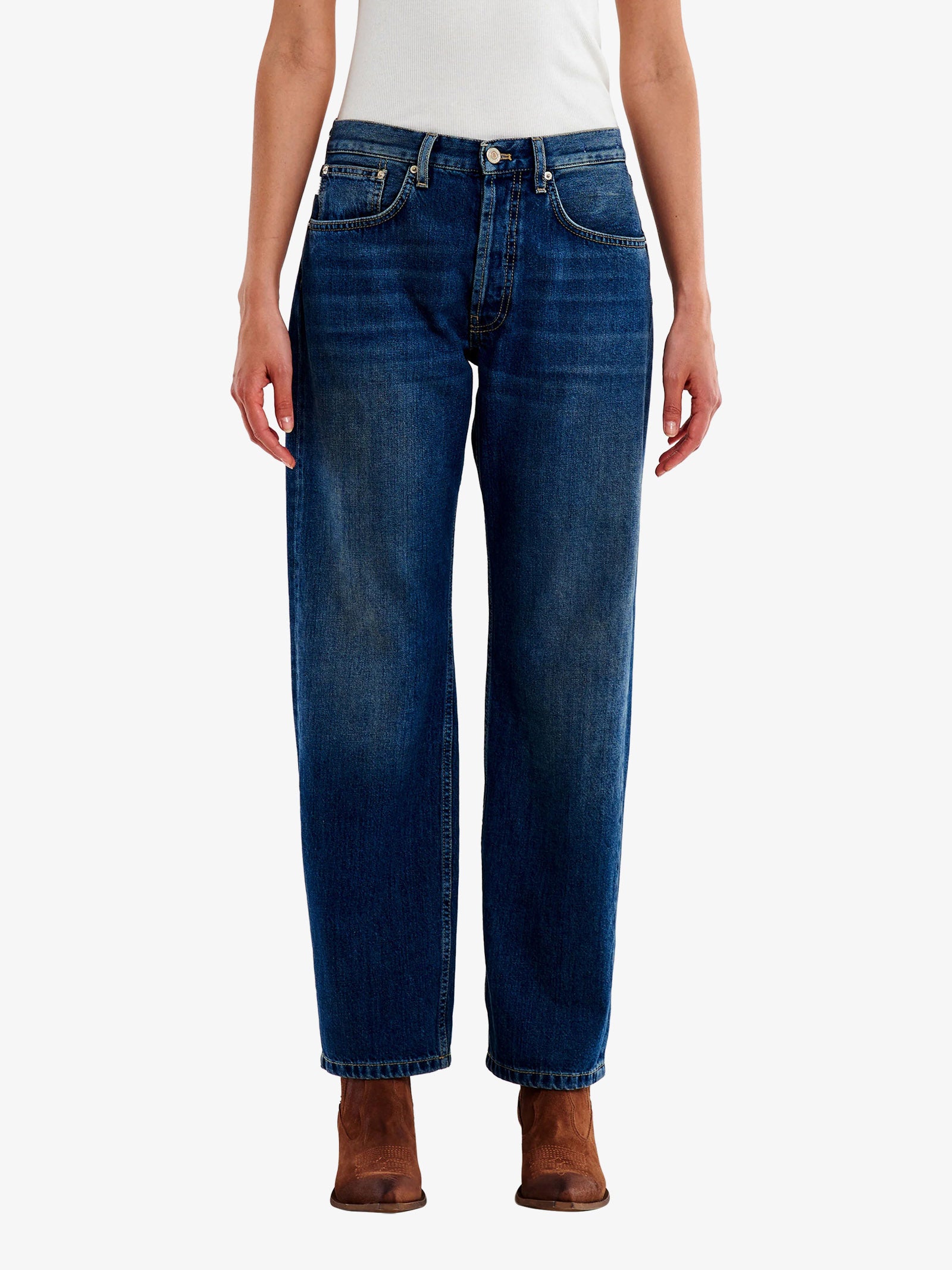 VICOLO jeans emy straight fit donna blu cotone