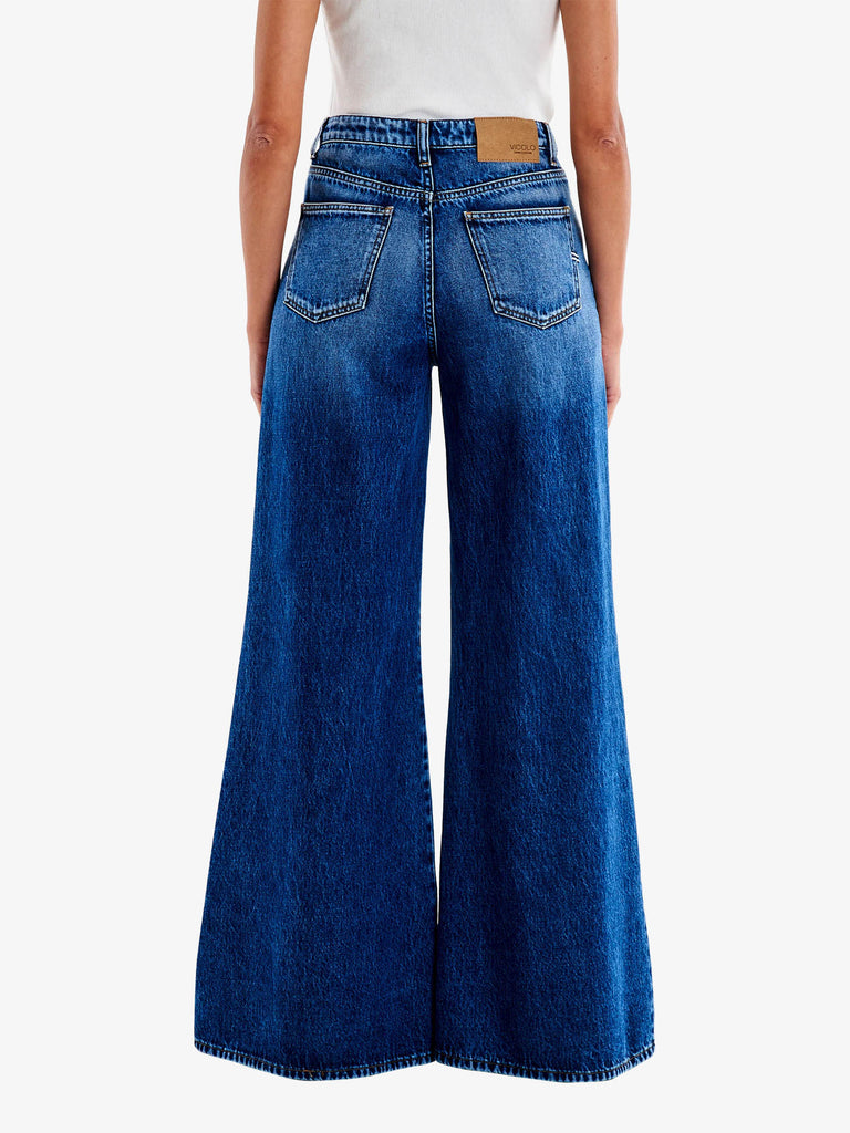 VICOLO jeans sidney basic wide leg donna blu cotone