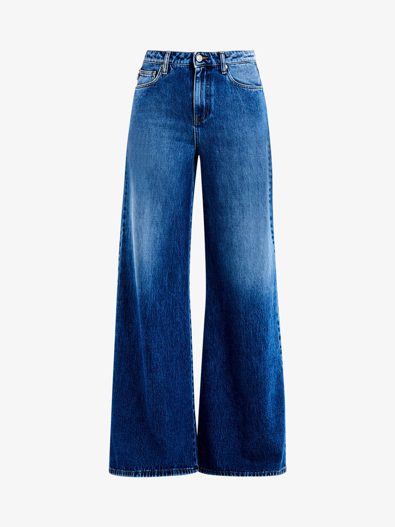 VICOLO jeans sidney basic wide leg donna blu cotone