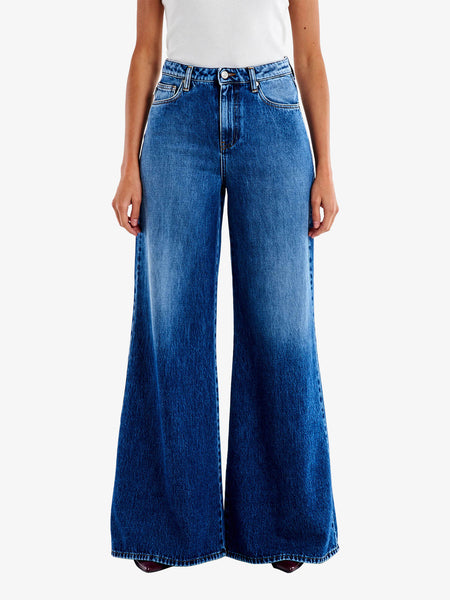 VICOLO jeans sidney basic wide leg donna blu cotone