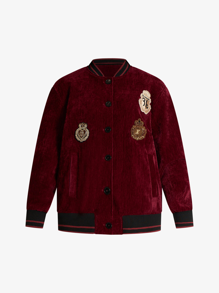 VICOLO blazer varsity con applicazioni donna bordeaux