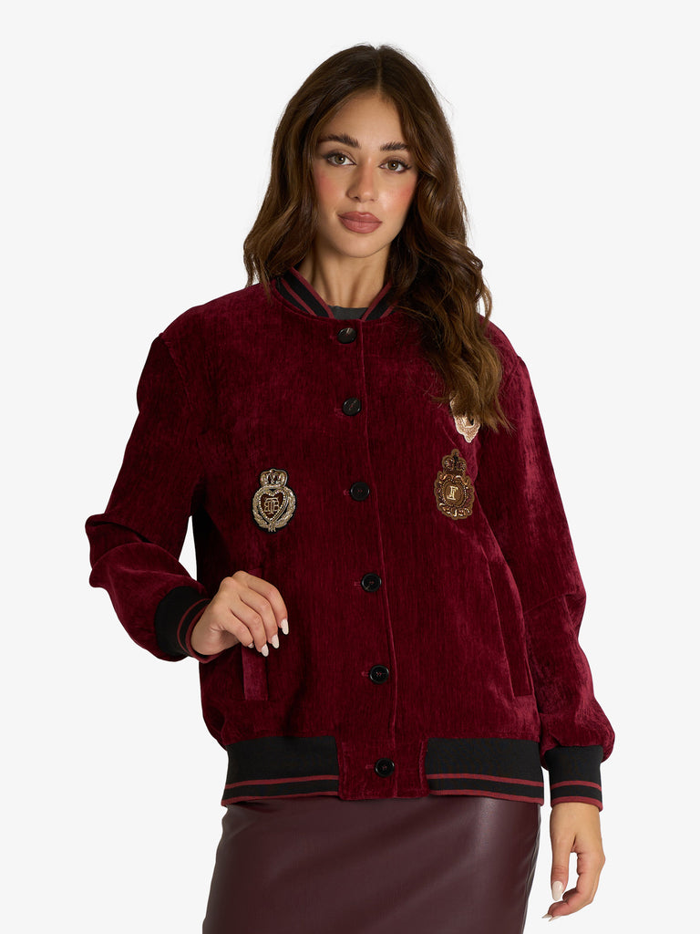 VICOLO blazer varsity con applicazioni donna bordeaux