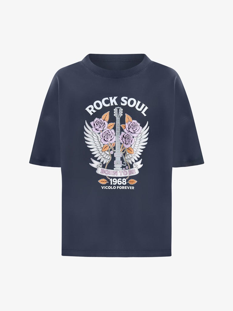 VICOLO t-shirt rock soul donna grigio cotone
