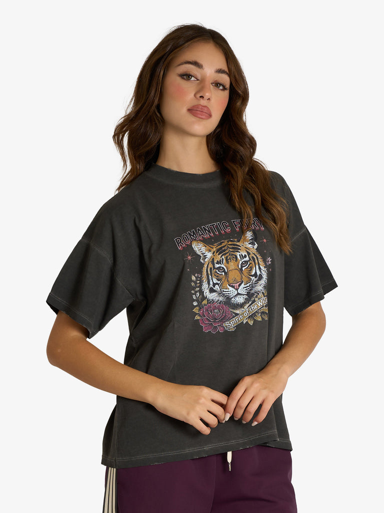 VICOLO t-shirt romantic donna grigio cotone