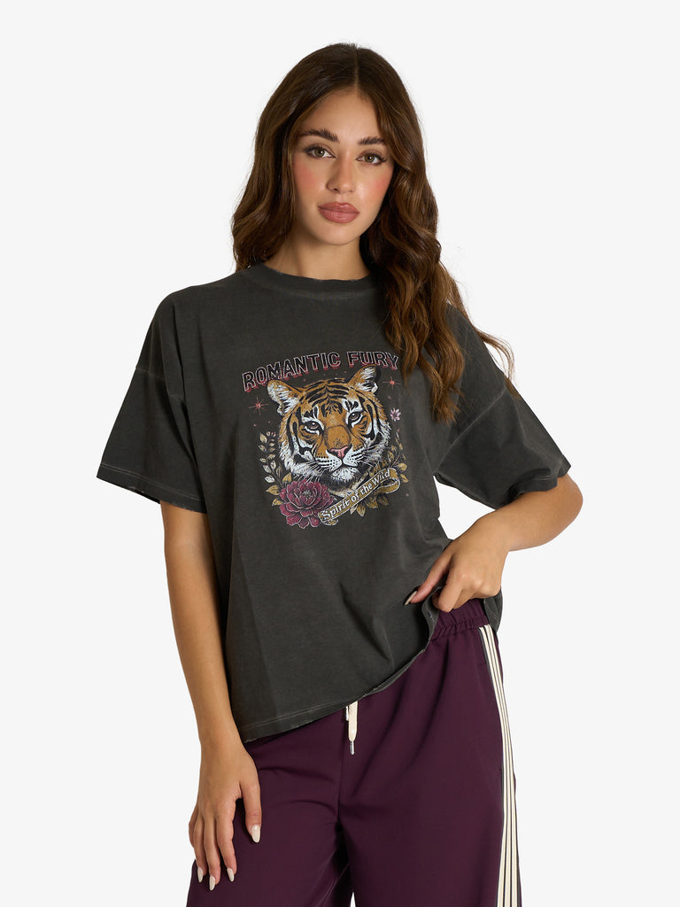 VICOLO t-shirt romantic donna grigio cotone