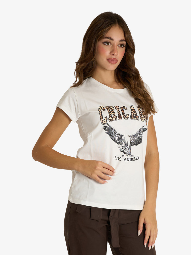 VICOLO t-shirt chicago donna bianco cotone