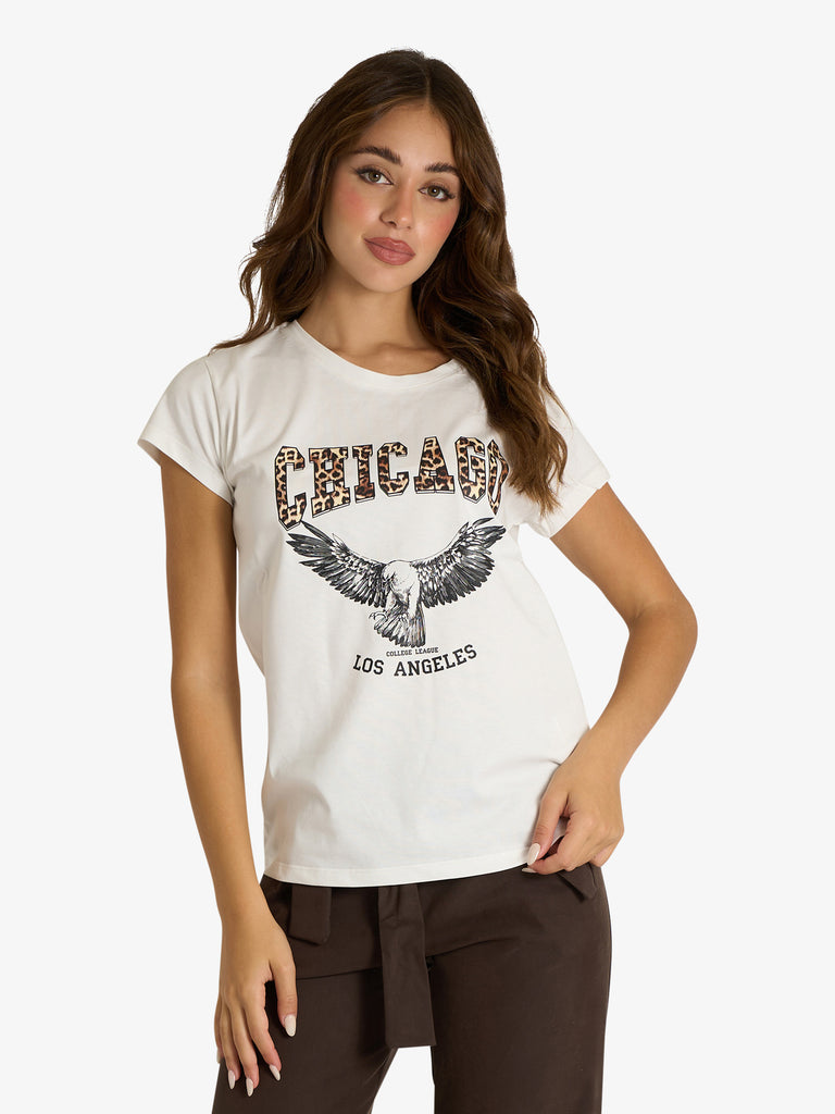 VICOLO t-shirt chicago donna bianco cotone