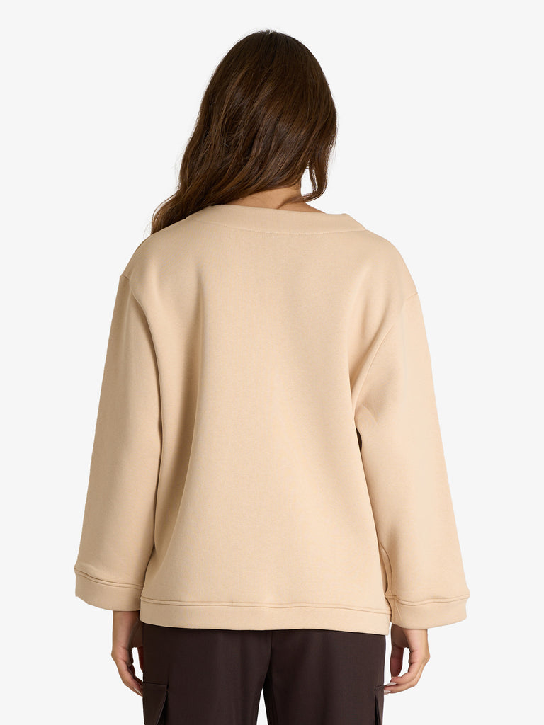 VICOLO cardigan con patch donna beige cotone