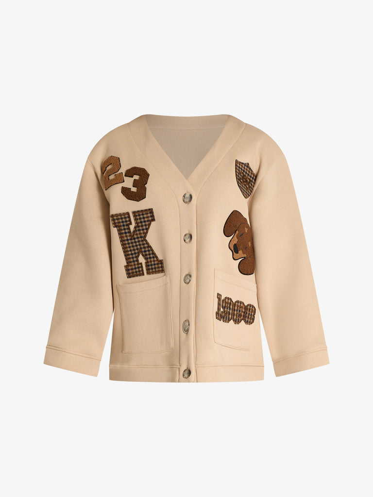 VICOLO cardigan con patch donna beige cotone