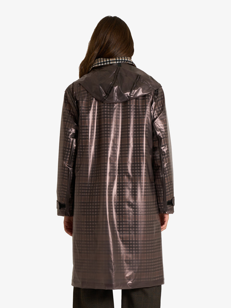 VICOLO cappotto a quadri con impermeabile donna grigio