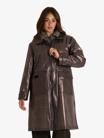 VICOLO cappotto a quadri con impermeabile donna grigio
