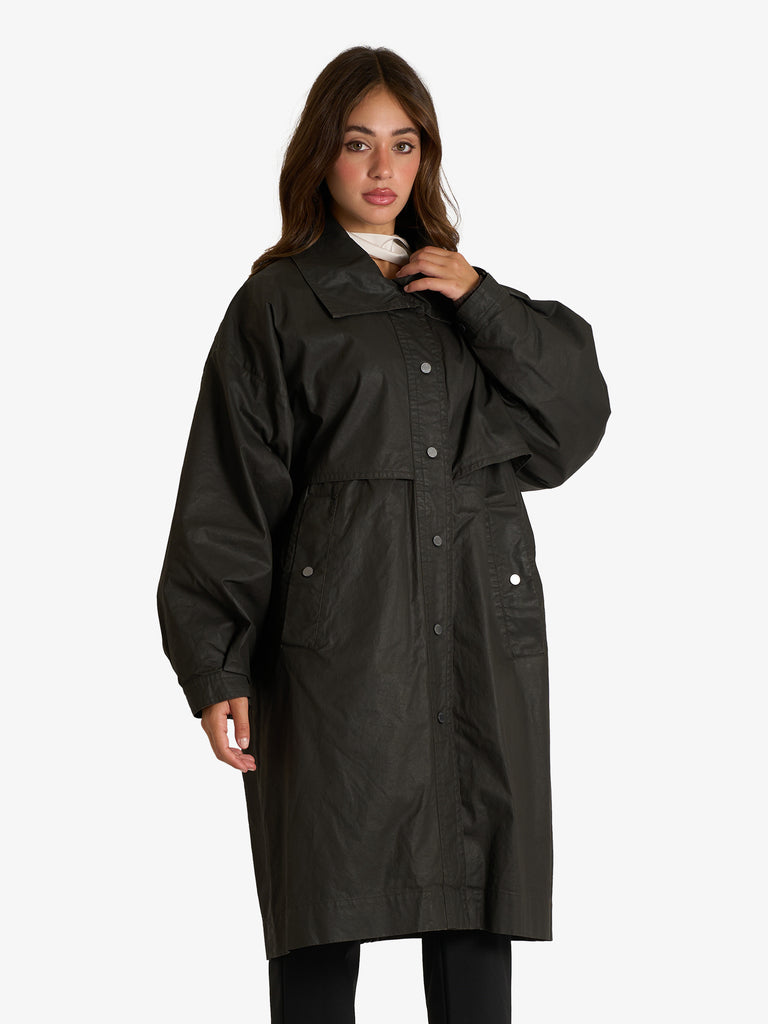 VICOLO cappotto trench cerato donna grigio cotone
