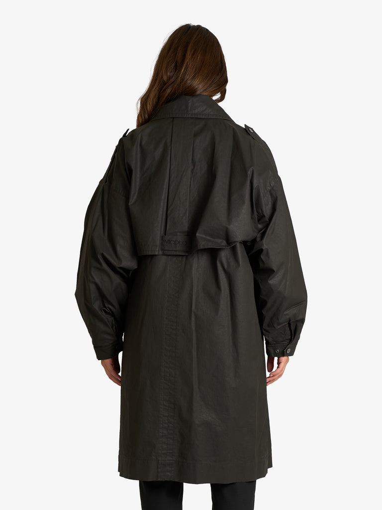 VICOLO cappotto trench cerato donna grigio cotone