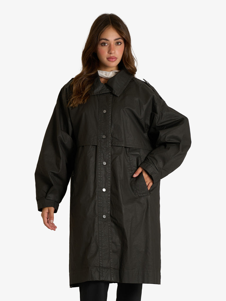 VICOLO cappotto trench cerato donna grigio cotone