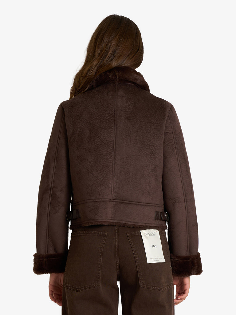 VICOLO capospalla biker cropped donna beige