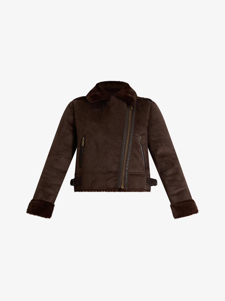 VICOLO capospalla biker cropped donna beige