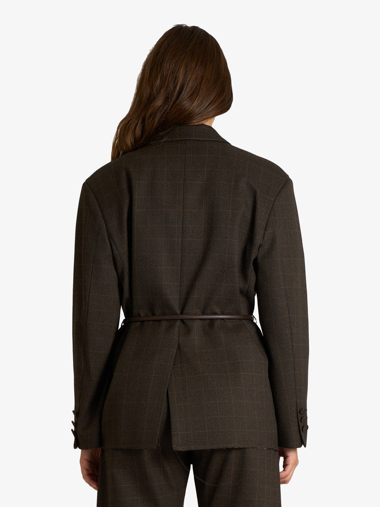 VICOLO blazer fondo taglio vivo donna marrone