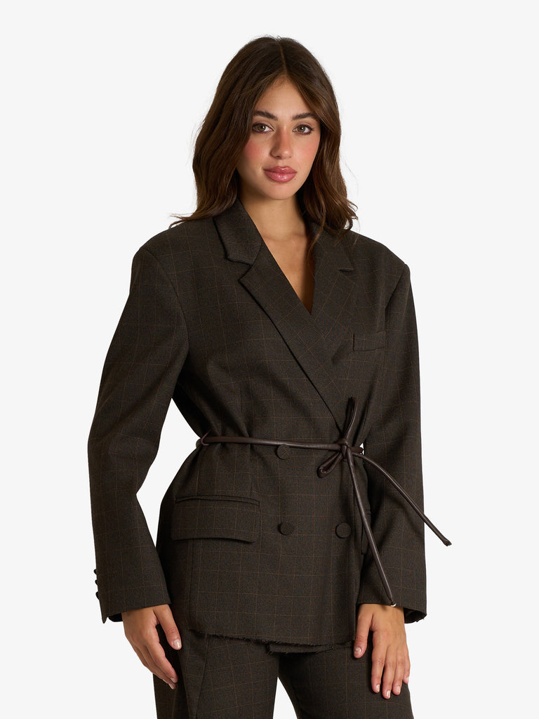 VICOLO blazer fondo taglio vivo donna marrone
