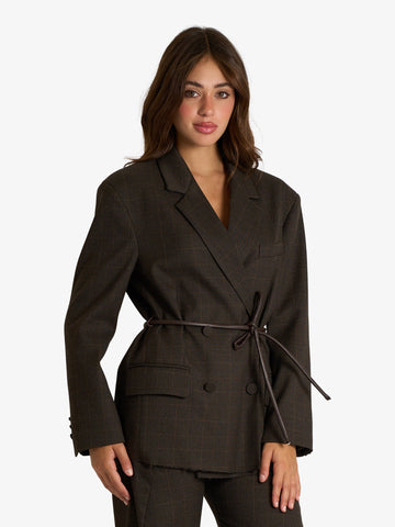 VICOLO blazer fondo taglio vivo donna marrone