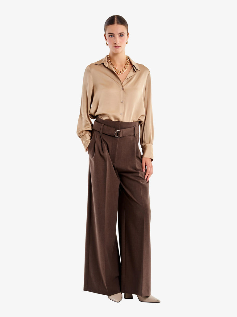 VICOLO pantalone in satin donna marrone