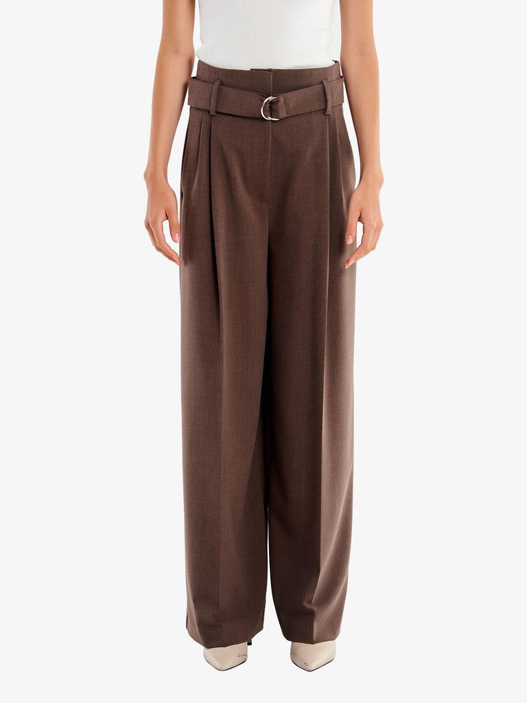 VICOLO pantalone in satin donna marrone
