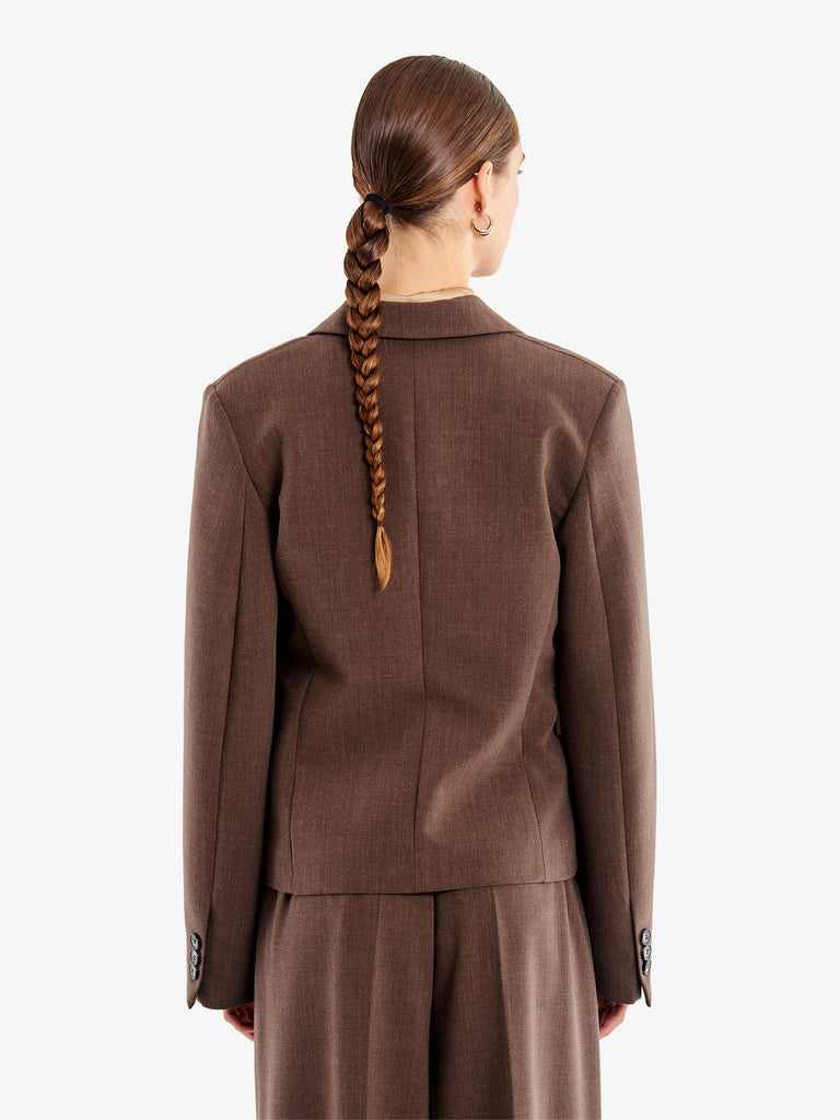 VICOLO blazer oversize corpped donna marrone