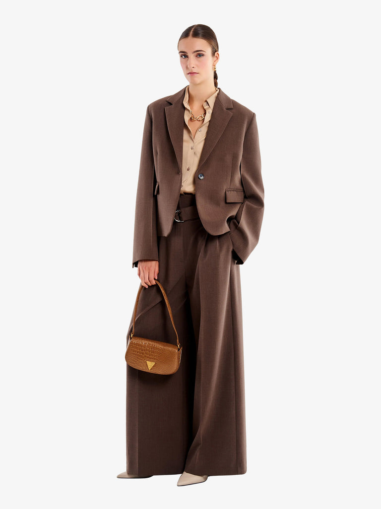 VICOLO blazer oversize corpped donna marrone