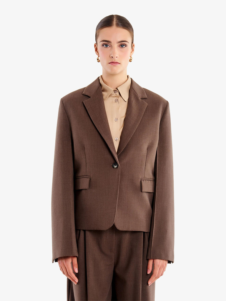 VICOLO blazer oversize corpped donna marrone