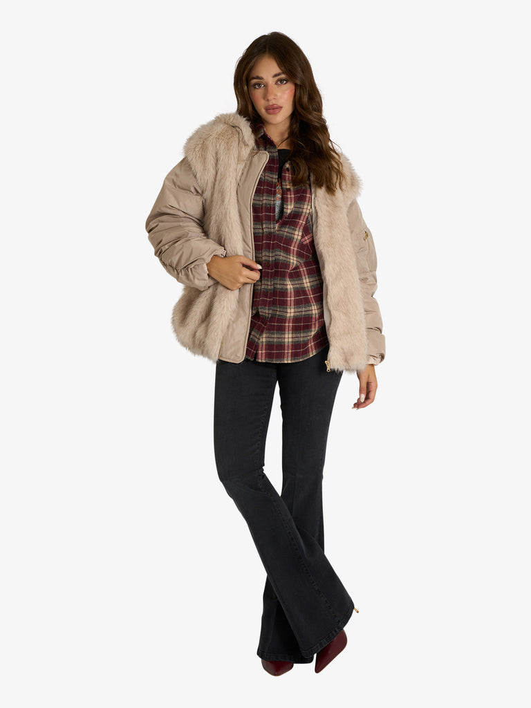 VICOLO capospalla con pelliccia donna beige