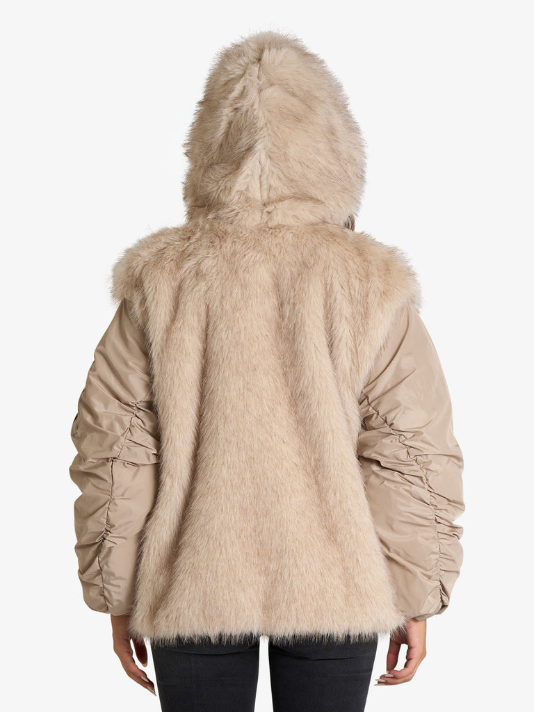 VICOLO capospalla con pelliccia donna beige