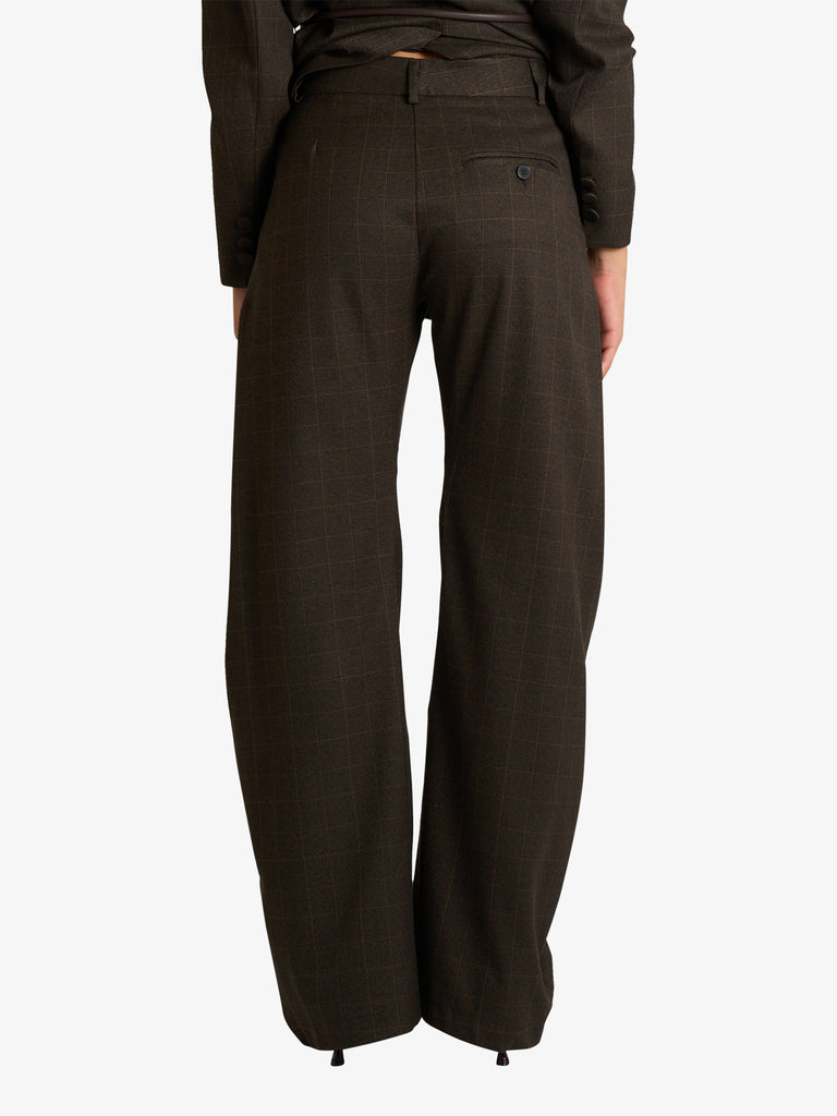 VICOLO pantalone a quadri donna marrone