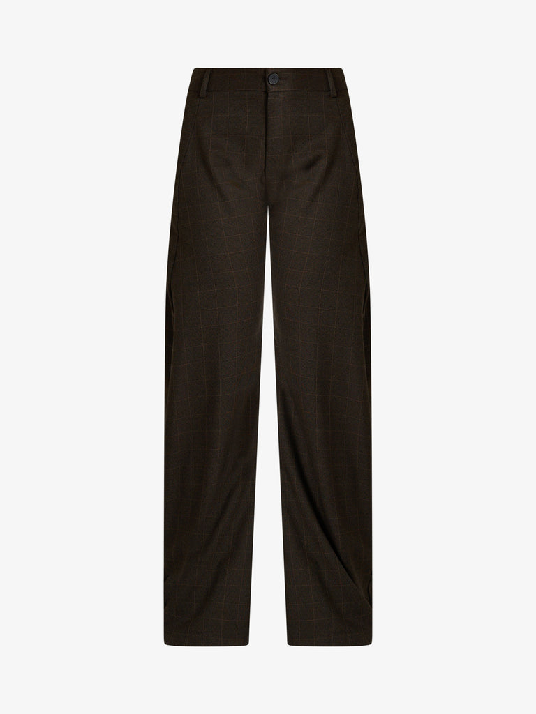 VICOLO pantalone a quadri donna marrone