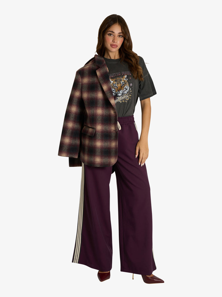 VICOLO pantalone con bande laterali donna bordeaux