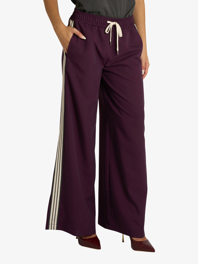VICOLO pantalone con bande laterali donna bordeaux