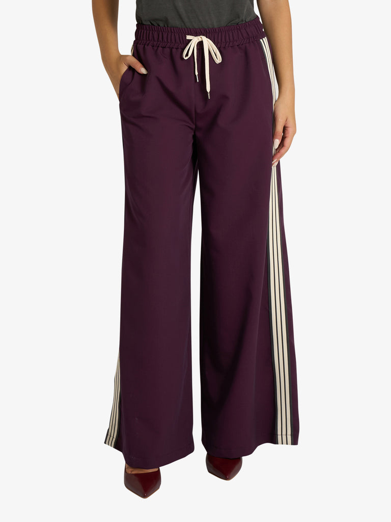 VICOLO pantalone con bande laterali donna bordeaux