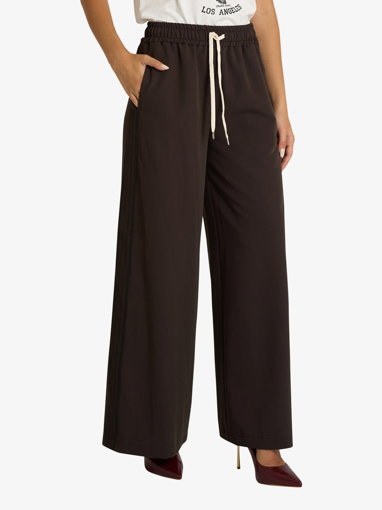 VICOLO pantalone con bande laterali donna marrone