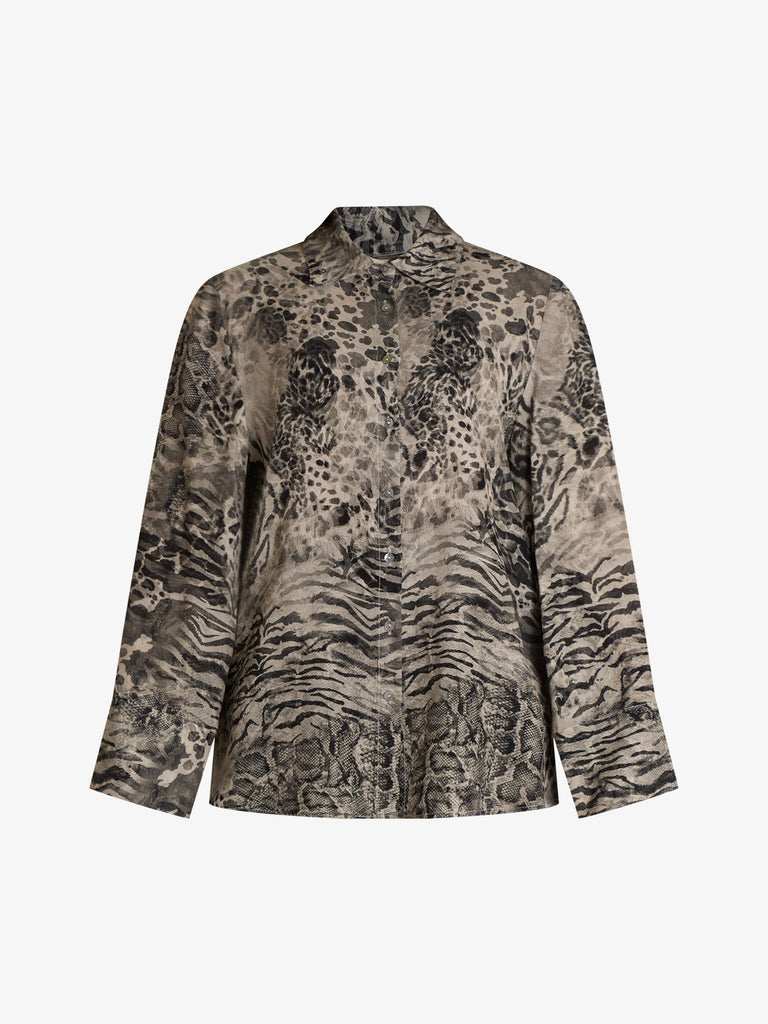 VICOLO camicia con stampa e balze donna grigio viscosa