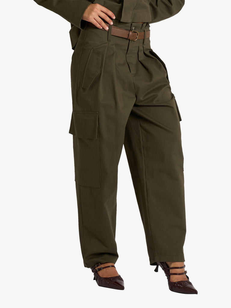 VICOLO pantalone cargo con tasconi donna verde
