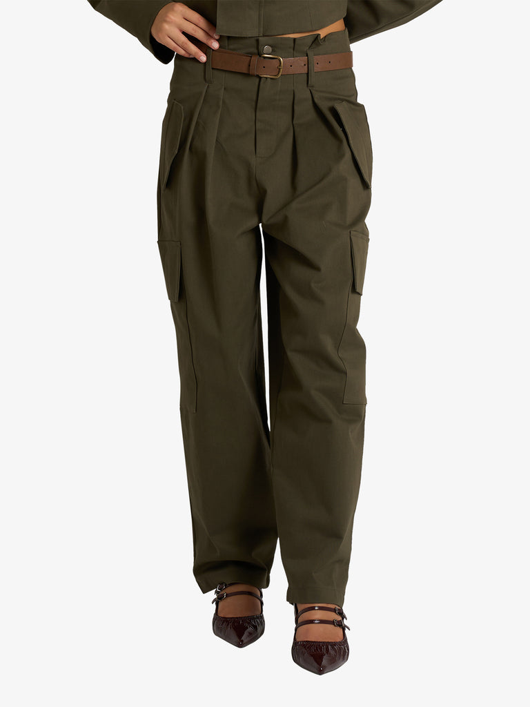 VICOLO pantalone cargo con tasconi donna verde
