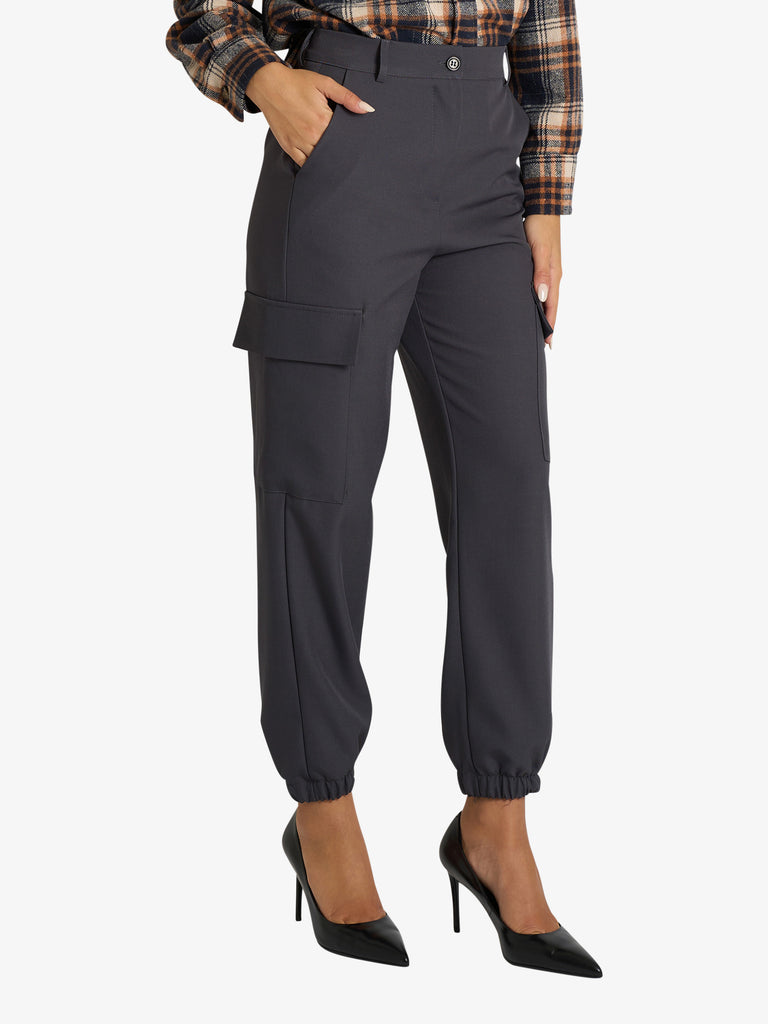 VICOLO pantalone cargo con tasconi donna grigio
