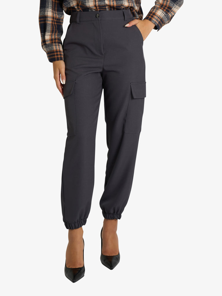 VICOLO pantalone cargo con tasconi donna grigio