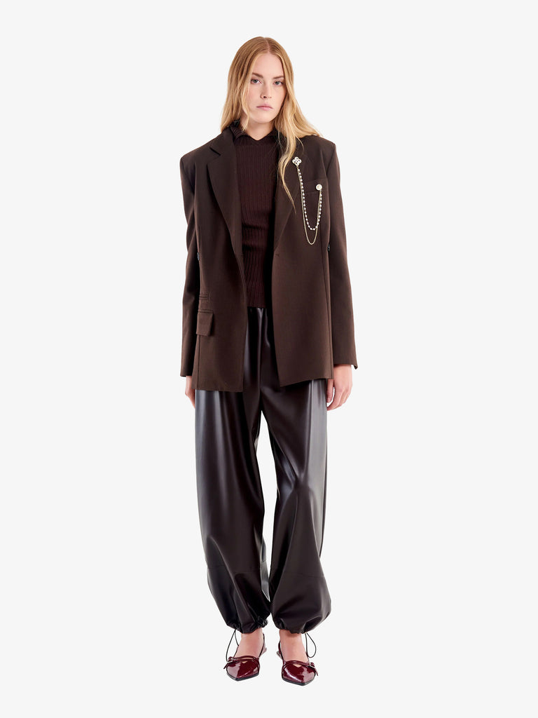 VICOLO pantalone cargo in ecopelle donna marrone