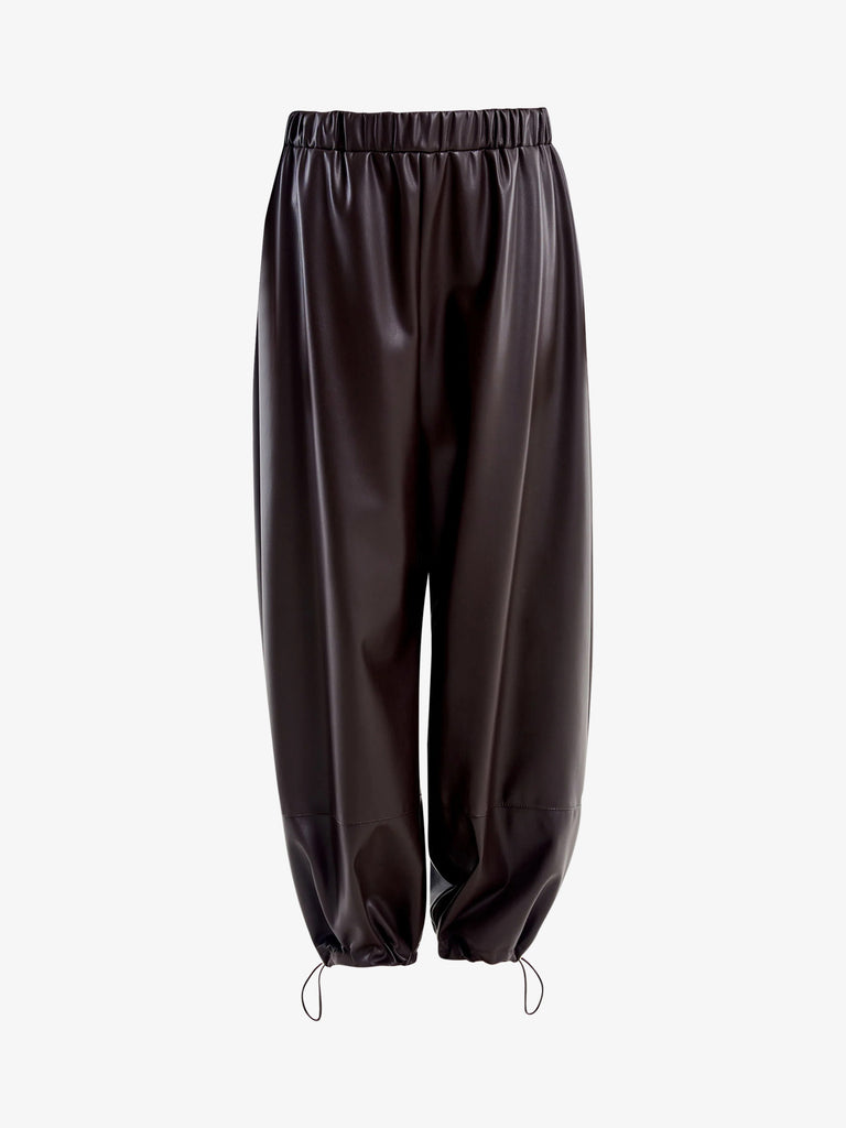 VICOLO pantalone cargo in ecopelle donna marrone