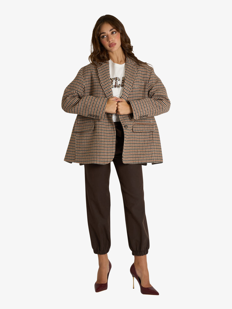 VICOLO pantalone con tasche a filo donna marrone viscosa